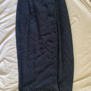 Vtg 90s Ann Taylor Petites Silk Navy Blue Polka Dot Daisies Maxi Skirt Size S
